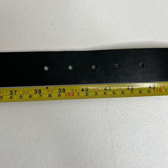 Faux Leather Black Belt Silver Buckle Classic Basic Simple 1.5" Wide Women XL - Picture 8 of 9